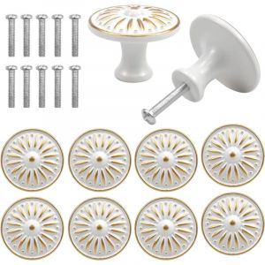 10PCS Vintage Tiroir de Porte Poignée, 35MM Bouton de Meubles, Rond Boutons de Tiroir, Laiton Boutons de Porte, Poignées de Meuble pour Placard