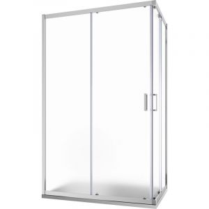Cabine de douche coulissante 70x100 cm Aluminium Verre chrom&eacute; 6 mm moul&eacute; h185 - R&eacute;versible Mod. Tonga