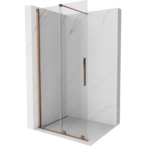Mexen - Velar paroi de douche r&eacute;tractable Walk-in 85 x 200 cm, transparent 8 mm, or rose - 871-085-000-03-60