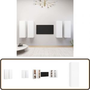 Vidaxl - Meubles tv 4 pcs Blanc 30,5x30x90 cm Bois d'ing&eacute;nierie - Meuble Tv Mural - Meuble Tv Suspendu - Rangement Salon - Biblioth&egrave;que Murale - Blanc