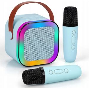Extralink kids mini karaoke led speaker 2x mic blue set de karaoke speaker, 2x microphone, bluetooth, aux, sd card slot, rgb illumination