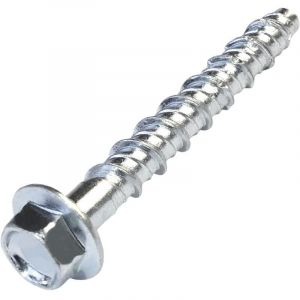 RHG Lot de 10 Vis pour b&eacute;ton &agrave; t&ecirc;te hexagonale &agrave; embase/collerette &Oslash;6x50 mm - fixation directe sans cheville - pour cl&eacute; &agrave; 6 pans 7.5 mm - en acier