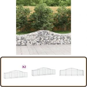 Vidaxl - Paniers à gabions arqués 2 pcs 200x50x40/60 cm fer galvanisé - Panier Gabion - Mur Gabion - Clôture Gabion - Décoration Jardin - Barrière