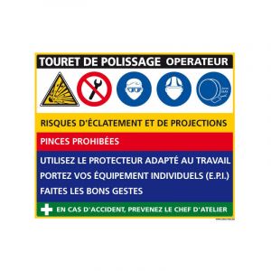 Signaletique.biz France - Panneau Fiche de Poste Touret de Polissage (C1132) - Adhésif - 300 x 210 mm