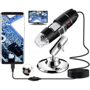 Microscope num&eacute;rique USB, Endoscope de grossissement 40X-1000X Portable 中, Microscope Digital 8 LED pour Windows 7/8/10 Mac Linux sous Android (avec