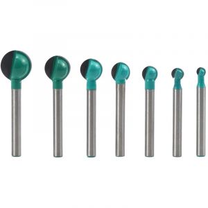 Fraise à Fond Rond Bois, 7PCS 6 mm Tige 6/8/10/12/14/16/19 mm Routeur Core Box Bits, Fraise à Rainurer pour Défonceuse Outil de Coupe Bit de Routeur