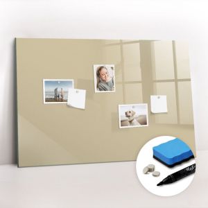 Tableau magnétique, panneau d'affichage, pense-bête, impression sur Verre – 90 cm x 60 cm - Beige