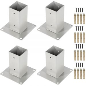 EINFEBEN 4x Pied de poteau carr&eacute; Support carr&eacute; &agrave; boulonner Pied &agrave; fixer pour poteau Poteaux De Cl&ocirc;ture 90x90mm