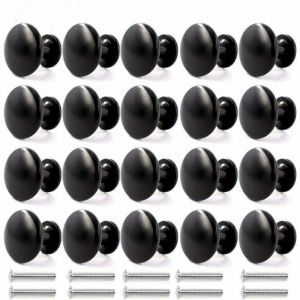 20PCS Boutons de Porte Boutons de Tiroir 30mm Vintage Poign&eacute;es Boutons de Meuble de Meuble pour Placards de Cuisine (Noir)