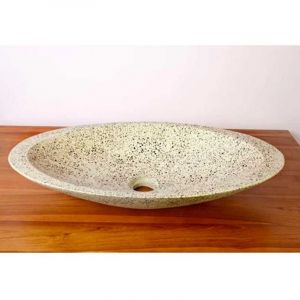 Vasque à poser ovale grise en Terrazzo pour salle de bain élégante