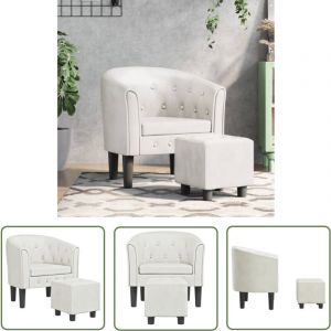 The Living Store - Chaise cabriolet avec repose-pied blanc similicuir - Fauteuil Moderne - Fauteuil Design - Fauteuil Blanc - Fauteuil Relax - Chaise