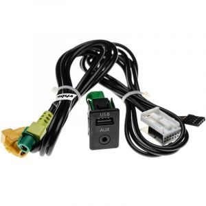 Câble adaptateur aux usb pour radio de voiture (100 cm) compatible avec vw RCD300, RCD310, RCD510, Polo v (type 6R) 04/2009+, RCD030 - Vhbw