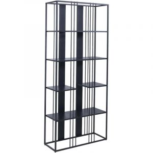 &Eacute;tag&egrave;re biblioth&egrave;que haute 180x80x31 cm structure en m&eacute;tal et panneaux MDF avec rev&ecirc;tement m&eacute;lamin&eacute; noir style industriel 040008774