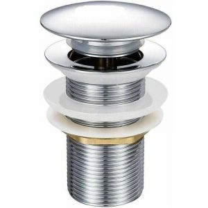 Bonde de Lavabo Pop-up sans Trop-Plein en Laiton Chrom&eacute; G 1-1/4, &Eacute;quip&eacute;e d'un Syst&egrave;me d'Ouverture et de Fermeture Facile &agrave; Bouton-Poussoir.