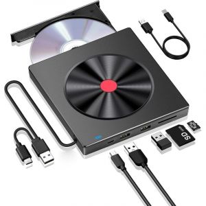 Graveur CD/DVD externe, lecteur CD/DVD externe USB 3.0 et Type-C, lecteur de carte SD TF, lecteur de disquette externe pour PC/ordinateur portable/de