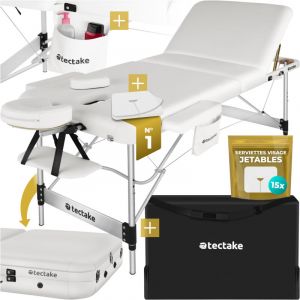 Table de massage pliante largeur 70cm r&eacute;glable en hauteur blanc