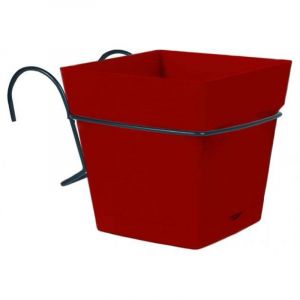 Pot carr&eacute; toscane 3,4L avec support - Rouge rubis