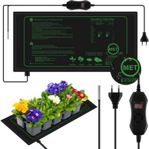 Tapis Chauffant Semis,52.525cm 50W Tapis Chauffant pour Plantes, Tapis Chauffant pour Plantes avec Thermostat pour semis, Tapis Chauffant pour