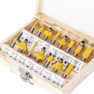 Fraises Defonceuse 8mm, Coffret de 15 Fraises à Rainurer Bois en Carbure de Tungstène, Professionnelles Pour le Travail du Bois, Kit Fraise