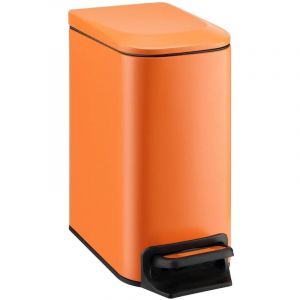 Poubelle orange 29,8 x 15 x 30,2 cm 1 petite poubelle de salle de bain avec couvercle 6 litres poubelle en acier inoxydable avec p&eacute;dale