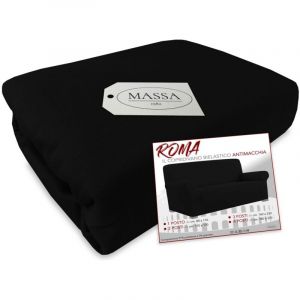 Housse de canap&eacute; universelle &eacute;lastiqu&eacute;e et r&eacute;sistante aux taches ROMA Noir 1 PLACE de cm. 80 &agrave; 110