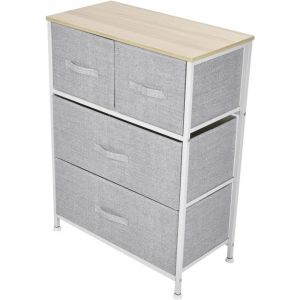 Treetalk - Ejoyous Commode haute pour chambre à coucher avec 4 tiroirs, 3 niveaux avec paniers en tissu amovibles pour armoire, table de chevet,