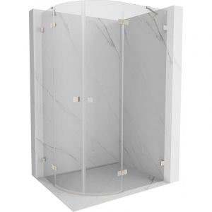 Mexen Lunar cabine de douche demi-circulaire porte droite 100 x 80 cm, transparent, nickel bross&eacute; - 833-100P-080L-97-00
