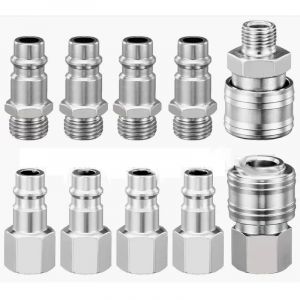 Kit de 10 raccords rapides pneumatiques pour compresseur, 1/4" BSP, raccord rapide, raccord d'air, tuyau, connecteur d'air comprim&eacute;, m&acirc;le et femelle