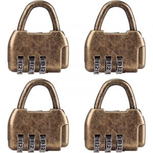 Lntyq - 4 pcs Mini cadenas à combinaison antique en bronze, petit cadenas à combinaison pour sacs à main, antivol, en laiton, pour bagages, sac à