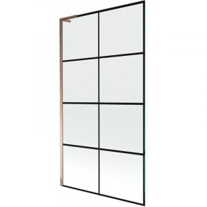 Mexen - Next l paroi de baignoire &agrave; 1 volet 100 x 150 cm, motif noir, or rose - 895-100-000-03-77-60