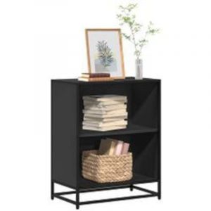 Petite &eacute;tag&egrave;re biblioth&egrave;que 2 niveaux Kalvani - Bois et metal noir 60 cm-Noir-Largeur 60 cm