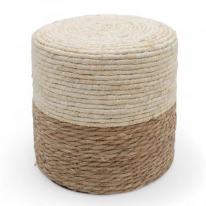 Tabouret en jonc de mer naturel - 30 cm - Pouf Boho en fibre naturelle
