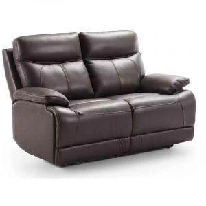 Canap&eacute; de relaxation &eacute;lectrique en microfibre Ducka-Marron-Syst&egrave;me Fixe - sans relax-2 places