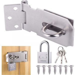 Loquet de Cadenas Agrafe avec Cadenas et Vis, Loquet Porte en Acier Inoxydable avec Cl&eacute;, Cadenas Agrafe Lourds, Verrou Porte Etanche, Fermeture Porte