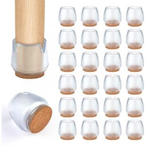 Coussin de chaise, couvre-pied de chaise 24 pi&egrave;ces, couvre-pied de meuble antid&eacute;rapant et r&eacute;sistant aux rayures, coussin de chaise avec feutre, pied