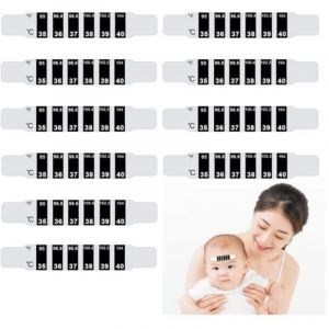 Lot de 10 Bandes de Thermom&egrave;tre Frontal, Thermometre Bande Frontale de B&eacute;b&eacute;s , Thermom&egrave;tres Voyage, Lecture Rapide, Haute Pr&eacute;cision