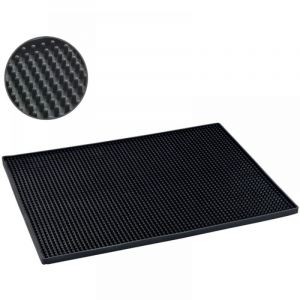Tapis d'&eacute;gouttage de vaisselle noir, tapis de bar extra large, tapis de vaisselle, lavable au lave-vaisselle, plastique souple, 45x30 cm, 1 cm