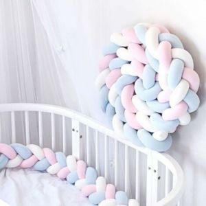 3 Brins Tresse de Lit Bebe, Tour de Lit Bébé Tresse, Tresse de Lit avec Coton pp Hautement Élastique, Anti Collision Lit Pare- Chocs, pour La
