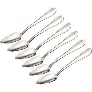 Cuillères à pamplemousse en acier inoxydable, cuillère à pamplemousse dentelée, adaptées aux agrumes, aux kiwis, aux salades et aux desserts, lot de 6