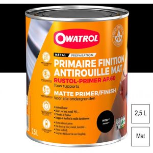Primaire et finition mat antirouille Owatrol RUSTOL&reg; PRIMER AP 60 Noir (ow26) 2.5 litres