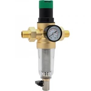 R&eacute;ducteur de Pression en Laiton 1/2 pouce 15/21 DN 15, R&eacute;gulateur de Pression R&eacute;utilisable d'eau avec Filtre &agrave; Lavage Automatique et Manom&egrave;tre