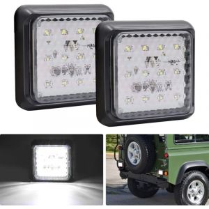 2PCS Feu Arri&egrave;re LED pour Remorque,Carr&eacute;s Feux Remorque LED 24V Blanc Feux de Frein Arri&egrave;re Feux Antibrouillard pour