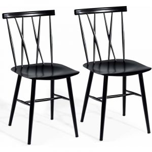 Chaise Salle à Manger Lot de 2, Chaise Cuisine en Métal, Hauteur d'Assise 43,5 cm, Dossier en Forme de x, Style Industriel, pour Bistrot, Café, Bar,