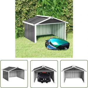 The Living Store Abri pour robot de jardin 92x97x63cm Acier galvanis&eacute; Anthracite - Abri Robot Tondeuse - Abri Jardin - Abri Tondeuse Automatique