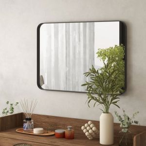 Maisonchic - Miroir Rectangulaire Mural de Salle de Bain 51x81Cm Miroir de Courtoisie avec Cadre en Métal et Coins Arrondis Noir design in
