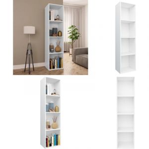 Bibliothèque/Meuble TV Blanc 36x30x143 cm Bois d'ingénierie - Bibliothèque Blanche - Bibliothèque Moderne - Étagère Murale - Rangement Intérieur