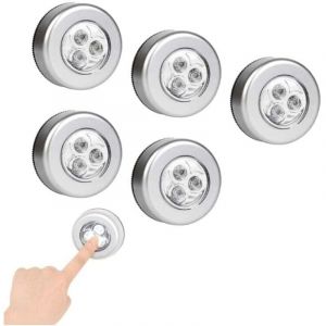 5pcs Lampe Spot Autocollant &Eacute;clairage,Lampe Spot LED Autocollant,Lampe Adh&eacute;sive LED,Spots Lampe LED Sans Fil,Veilleuses Lampe LED,Lampe Autocollante