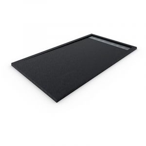 Receveur de douche en Résine QUARTZ PREMIUM avec Cadre. Texture Ardoise. Noir RAL: 9005 70X90CM