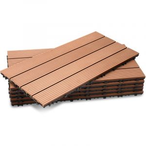 Swanew Carrelage de terrasse 2 m², carrelage wpc 60x30cm, 12 pièces de carrelage clic, carrelage de balcon, carrelage en bois, résistant aux