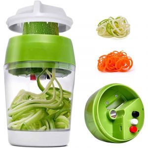 Coupe L&eacute;gumes Spirale avec Bo&icirc;te 4 en 1 Spiraliseur de L&eacute;gumes Spiralizer Legume Spaghetti Mandoline Cuisine Coupe L&eacute;gumes Spirale Trancheuse pour